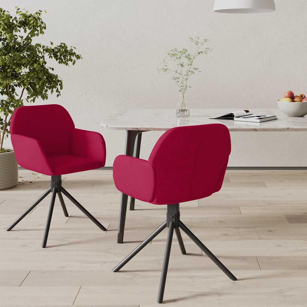 Vidaxl eetkamerstoelen draaibaar 2 st fluweel wijnrood