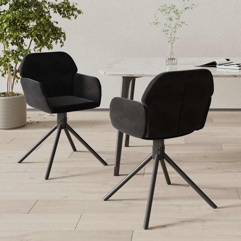Vidaxl eetkamerstoelen draaibaar 2 st fluweel zwart