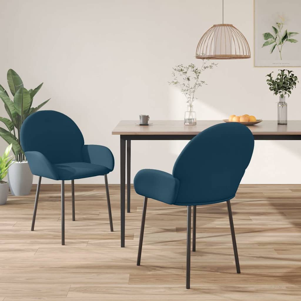 Vidaxl eetkamerstoelen 2 st fluweel blauw