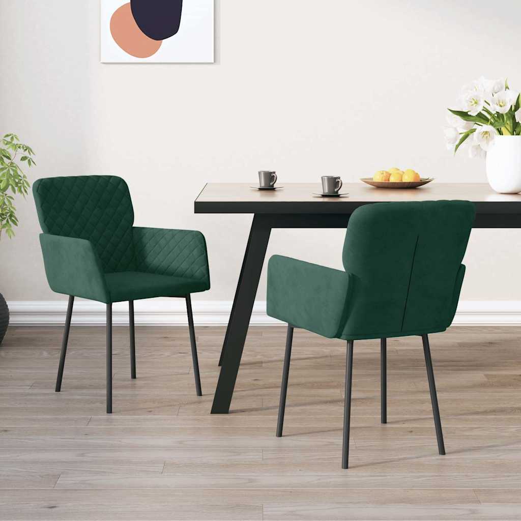 Vidaxl eetkamerstoelen 2 st fluweel donkergroen
