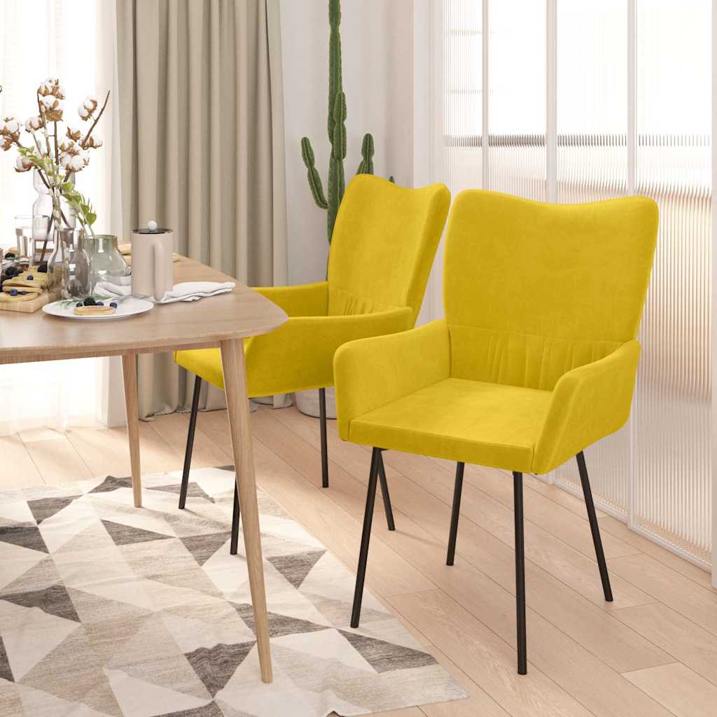 Vidaxl eetkamerstoelen 2 st fluweel geel