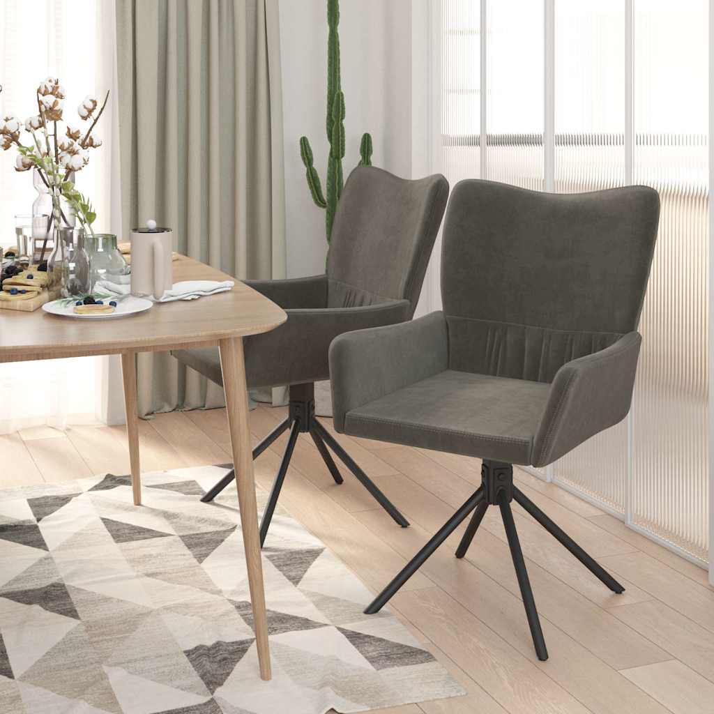 Vidaxl eetkamerstoelen draaibaar 2 st fluweel donkergrijs