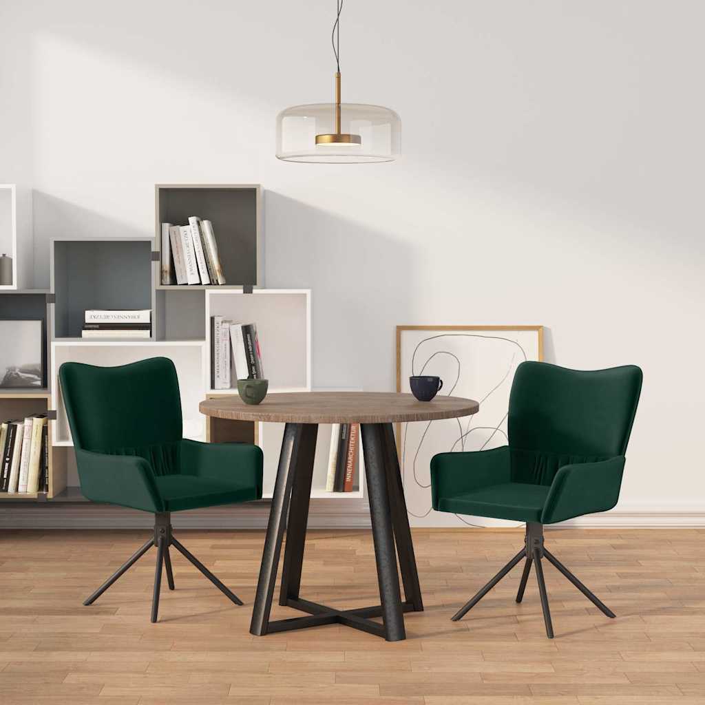 Vidaxl eetkamerstoelen draaibaar 2 st fluweel donkergroen