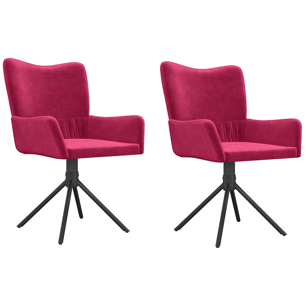 Vidaxl eetkamerstoelen draaibaar 2 st fluweel wijnrood