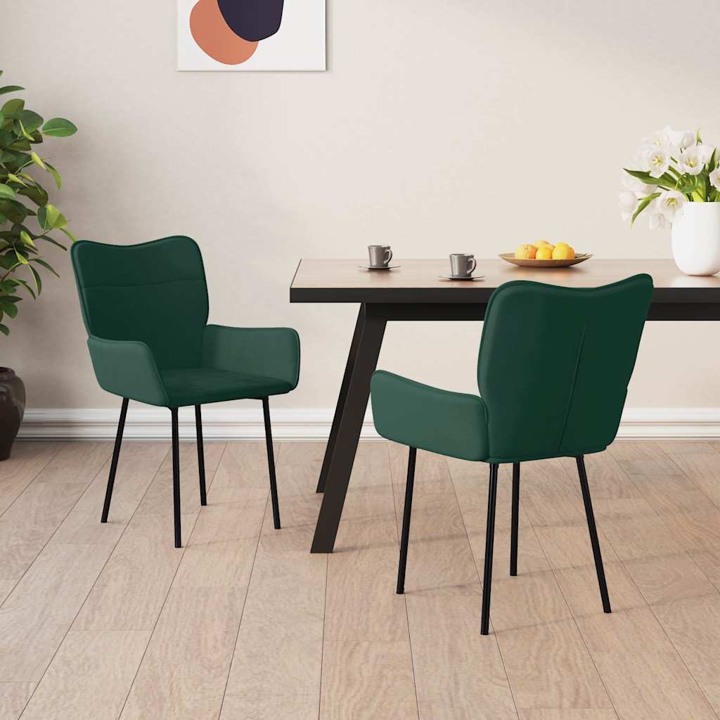 Vidaxl eetkamerstoelen 2 st fluweel donkergroen