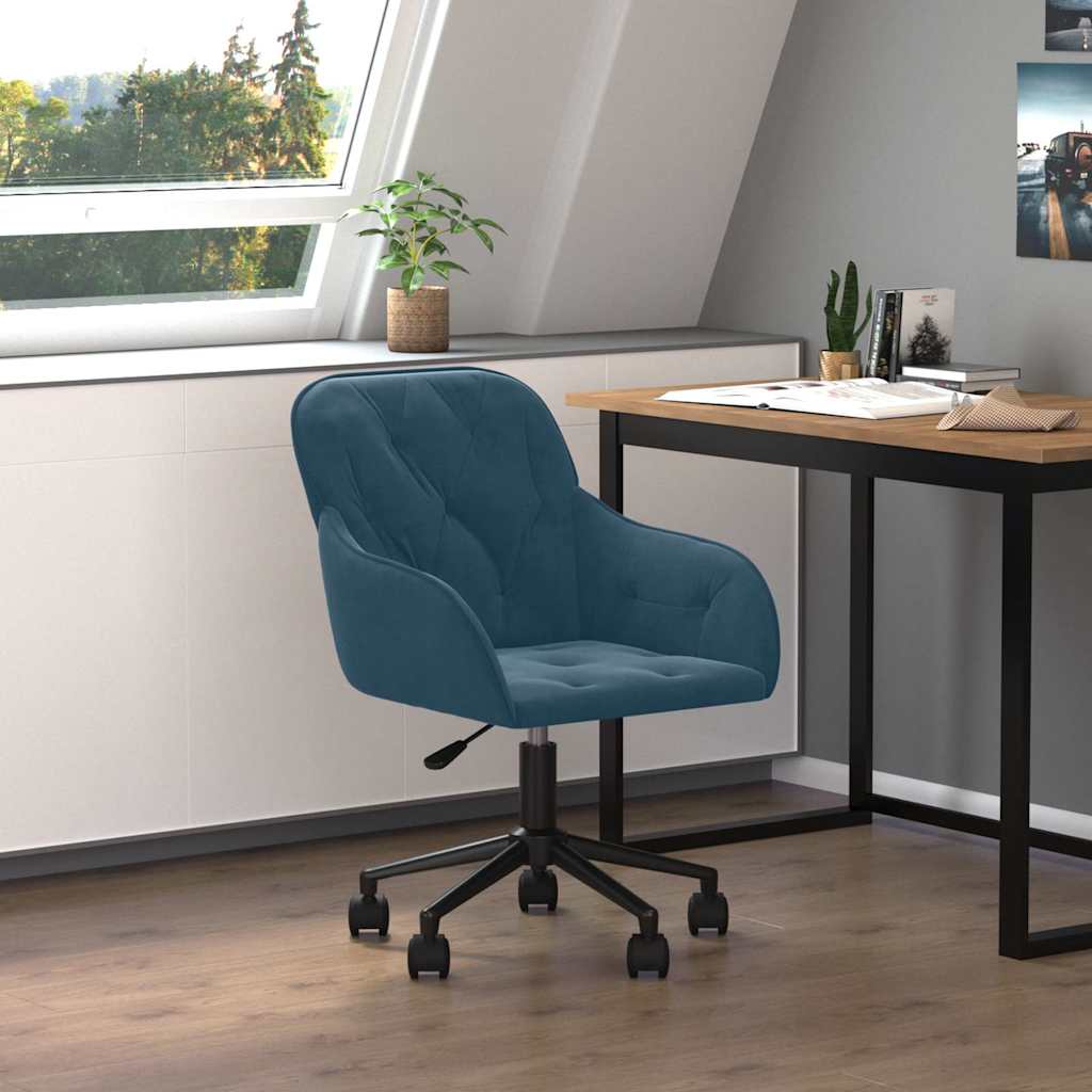 Vidaxl kantoorstoel draaibaar fluweel blauw