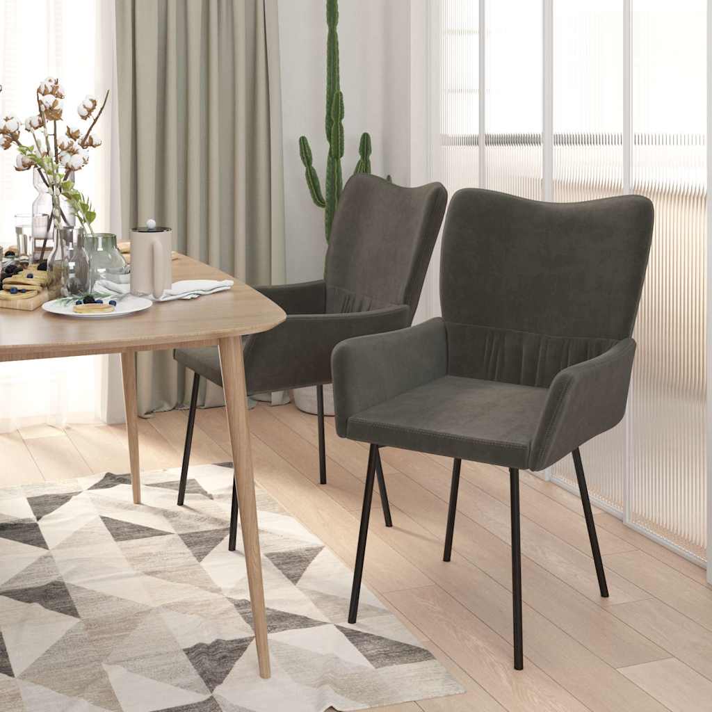 Vidaxl eetkamerstoelen 2 st fluweel donkergrijs