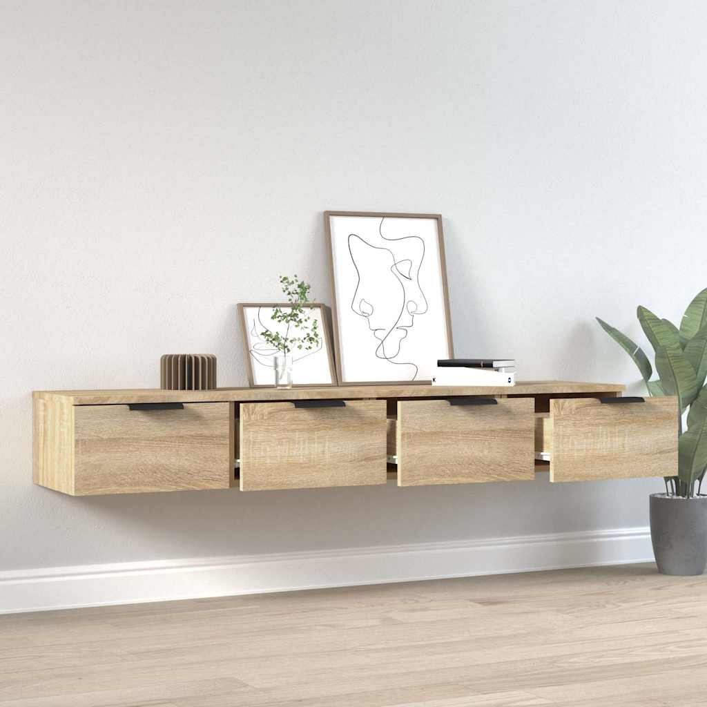 Vidaxl wandkasten 2 st 68x30x20 cm bewerkt hout gerookt eiken