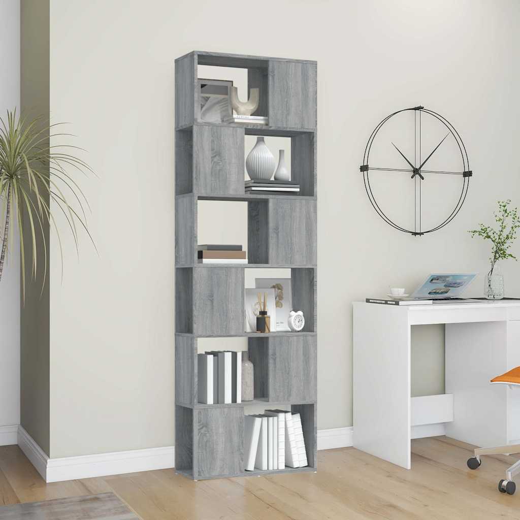 Vidaxl boekenkast kamerscherm 60x24x186 cm grijs sonoma eiken