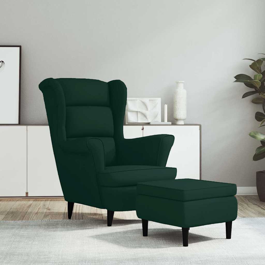 Vidaxl fauteuil met voetenbank fluweel donkergroen