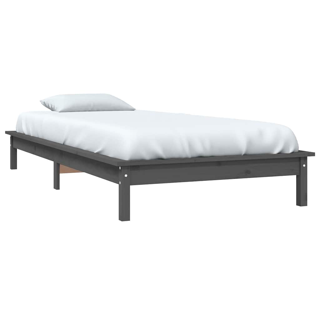 Vidaxl bedframe massief grenenhout grijs 90x200 cm