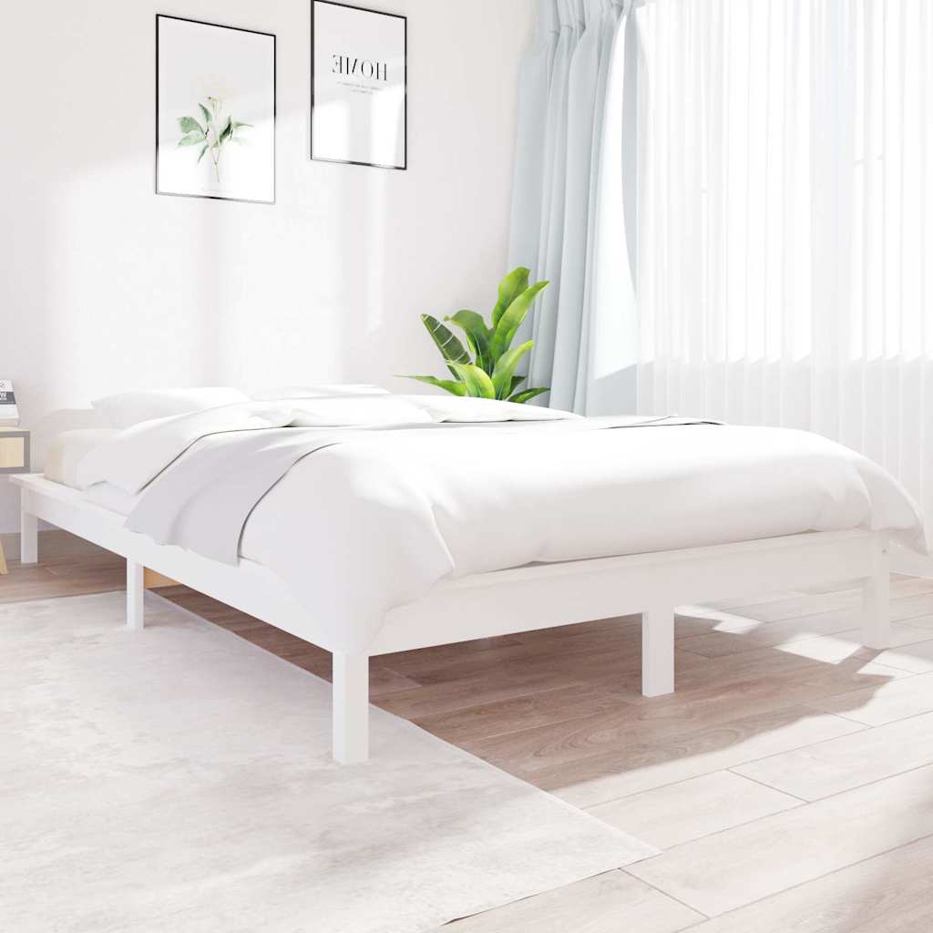 Vidaxl bedframe massief grenenhout wit 150x200 cm