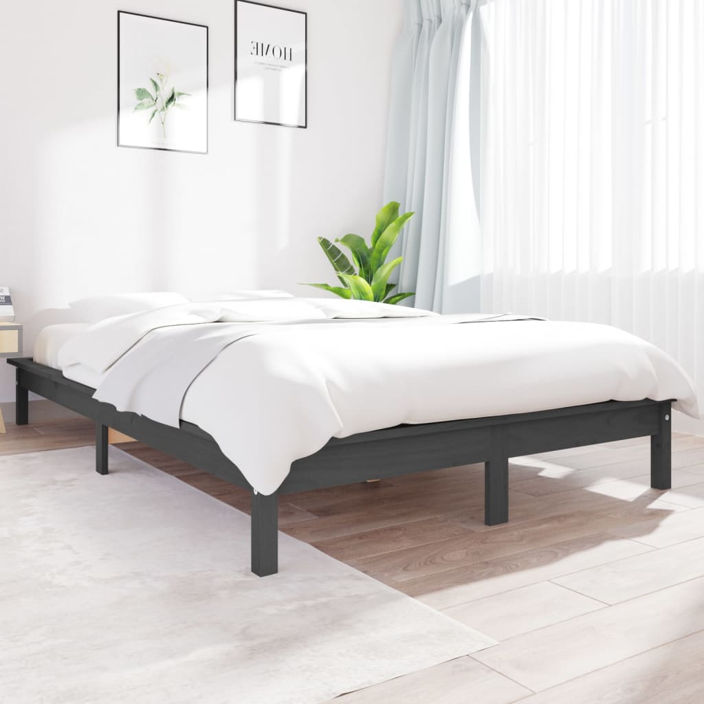 Vidaxl bedframe massief grenenhout grijs 150x200 cm