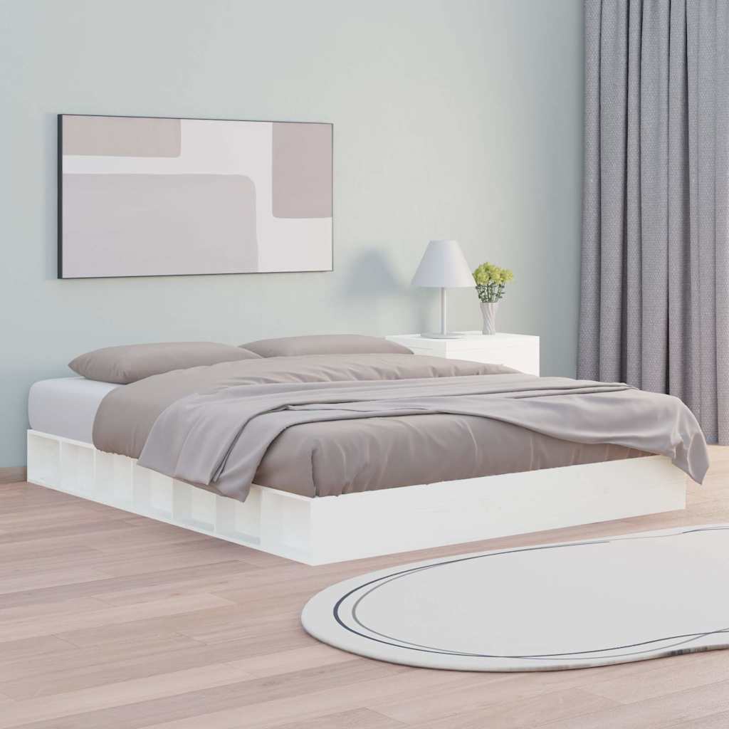 Vidaxl bedframe massief hout wit 150x200 cm