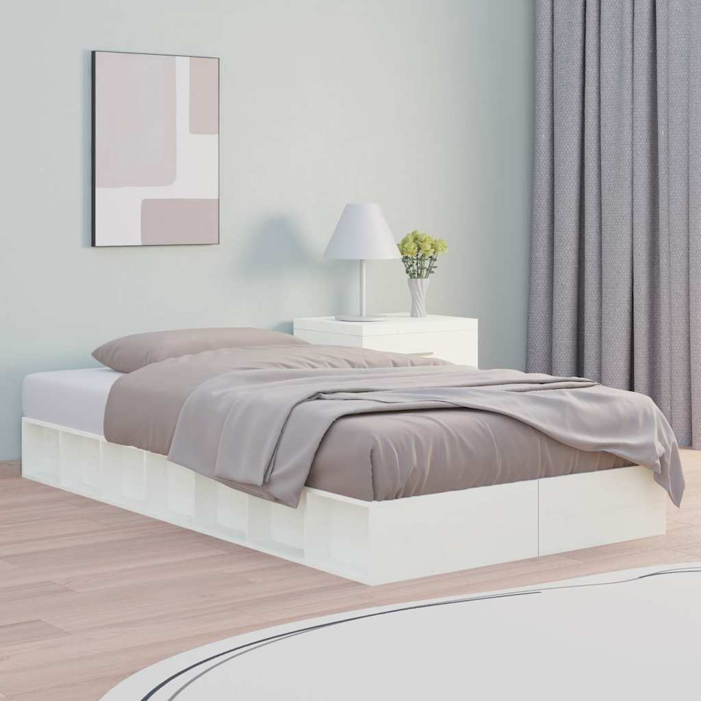 Vidaxl bedframe massief hout wit 100x200 cm