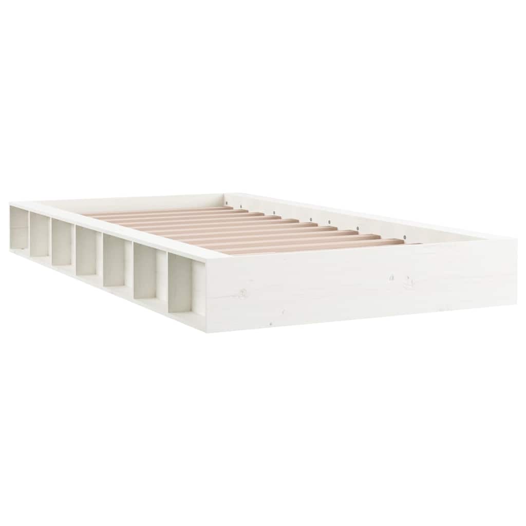 Vidaxl bedframe massief hout wit 75x190 cm