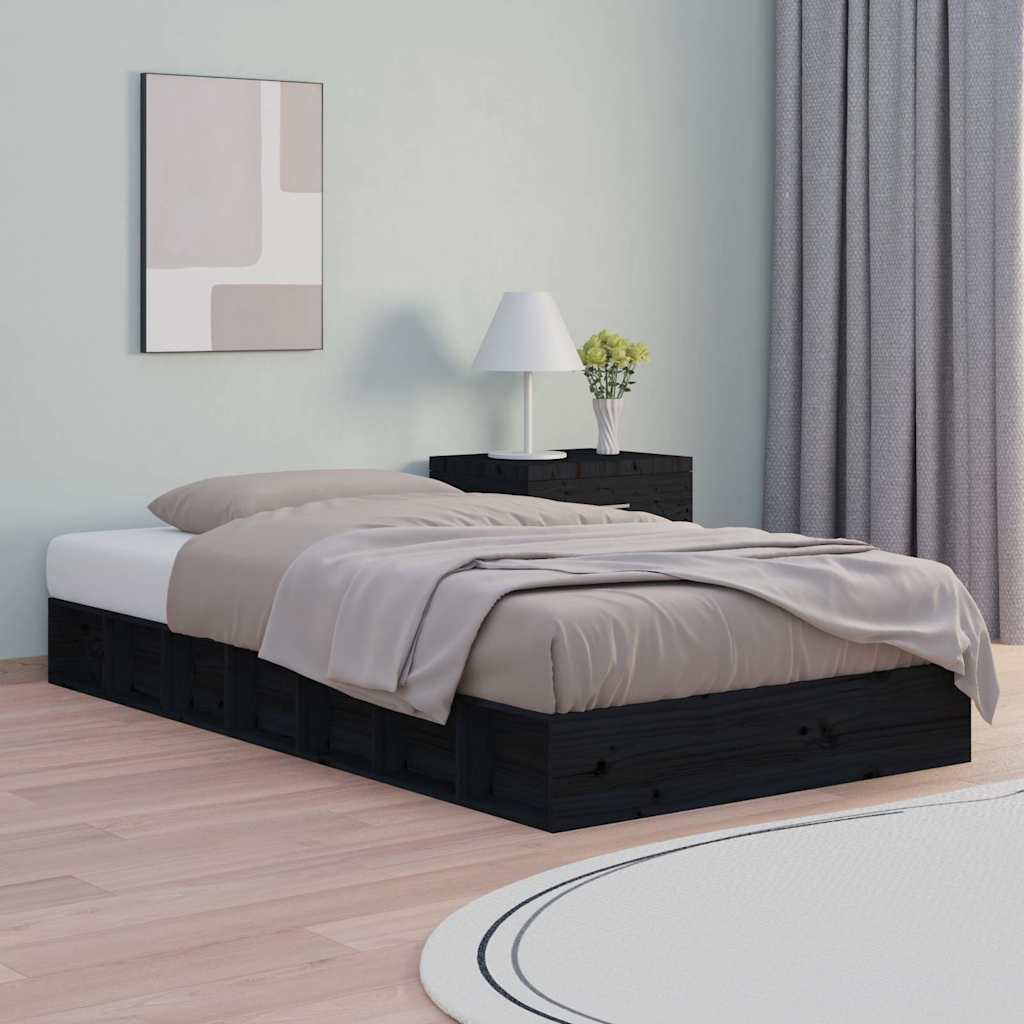Vidaxl bedframe massief hout zwart 75x190 cm