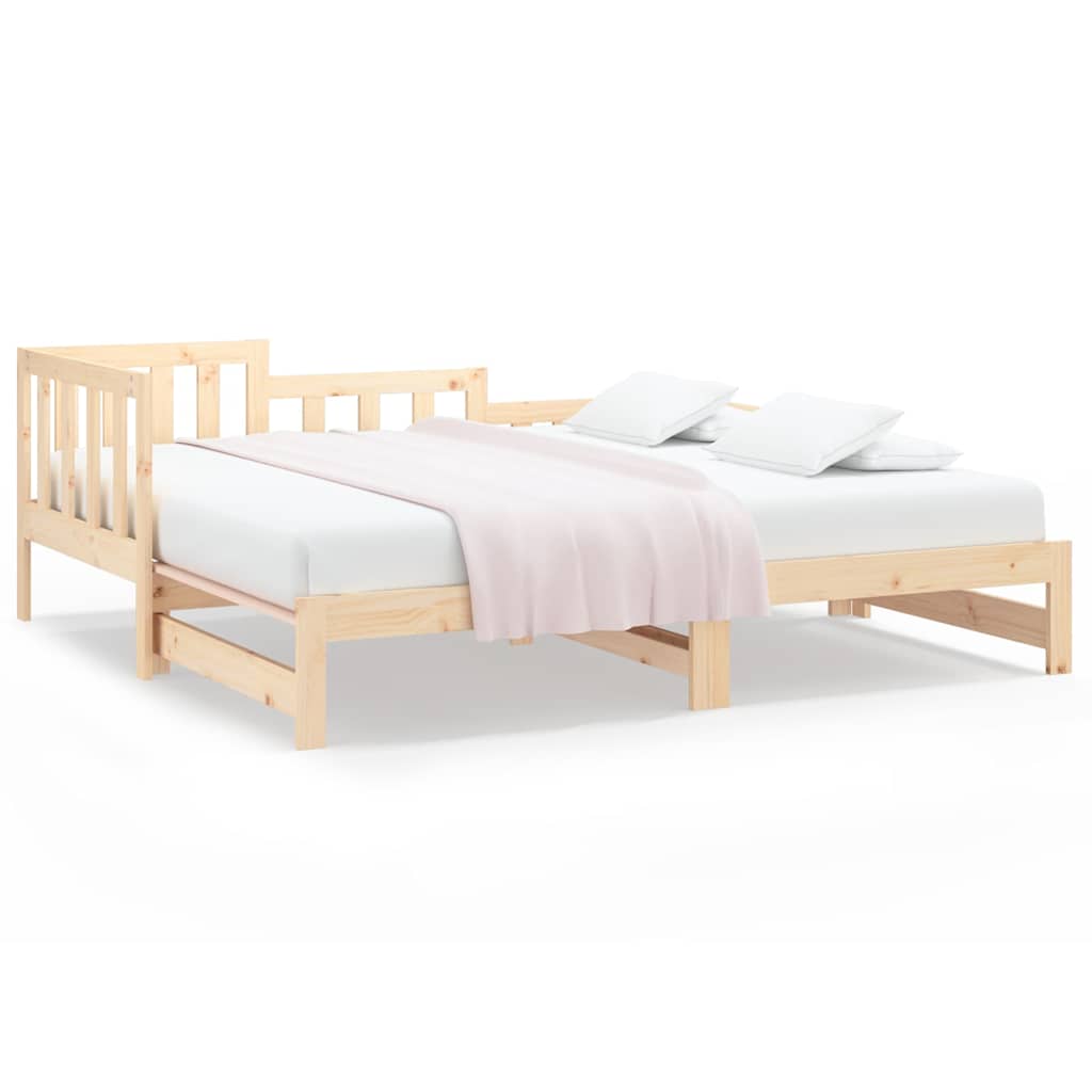 Vidaxl slaapbank uitschuifbaar 2x(90x200) cm massief grenenhout