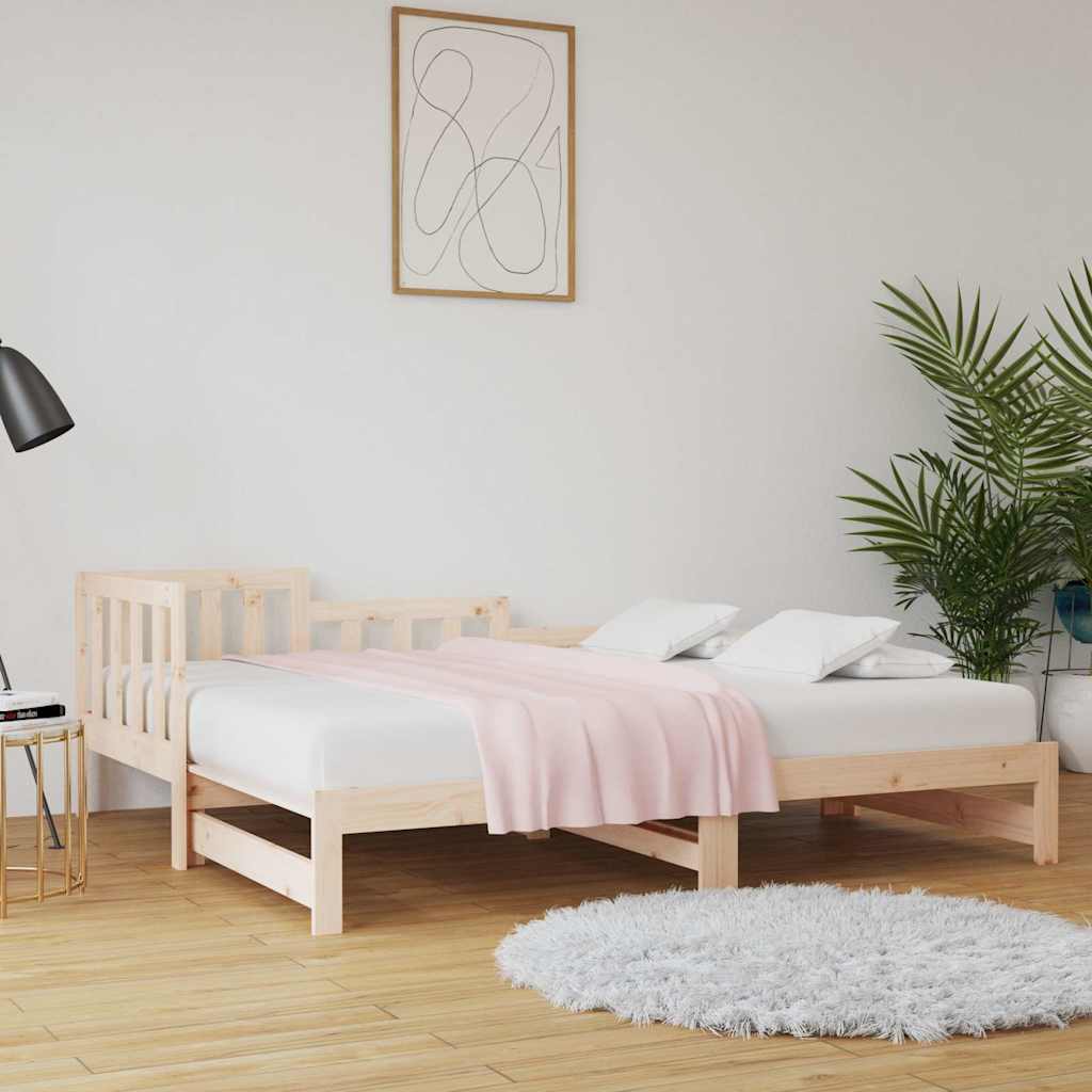 Vidaxl slaapbank uitschuifbaar 2x(90x200) cm massief grenenhout