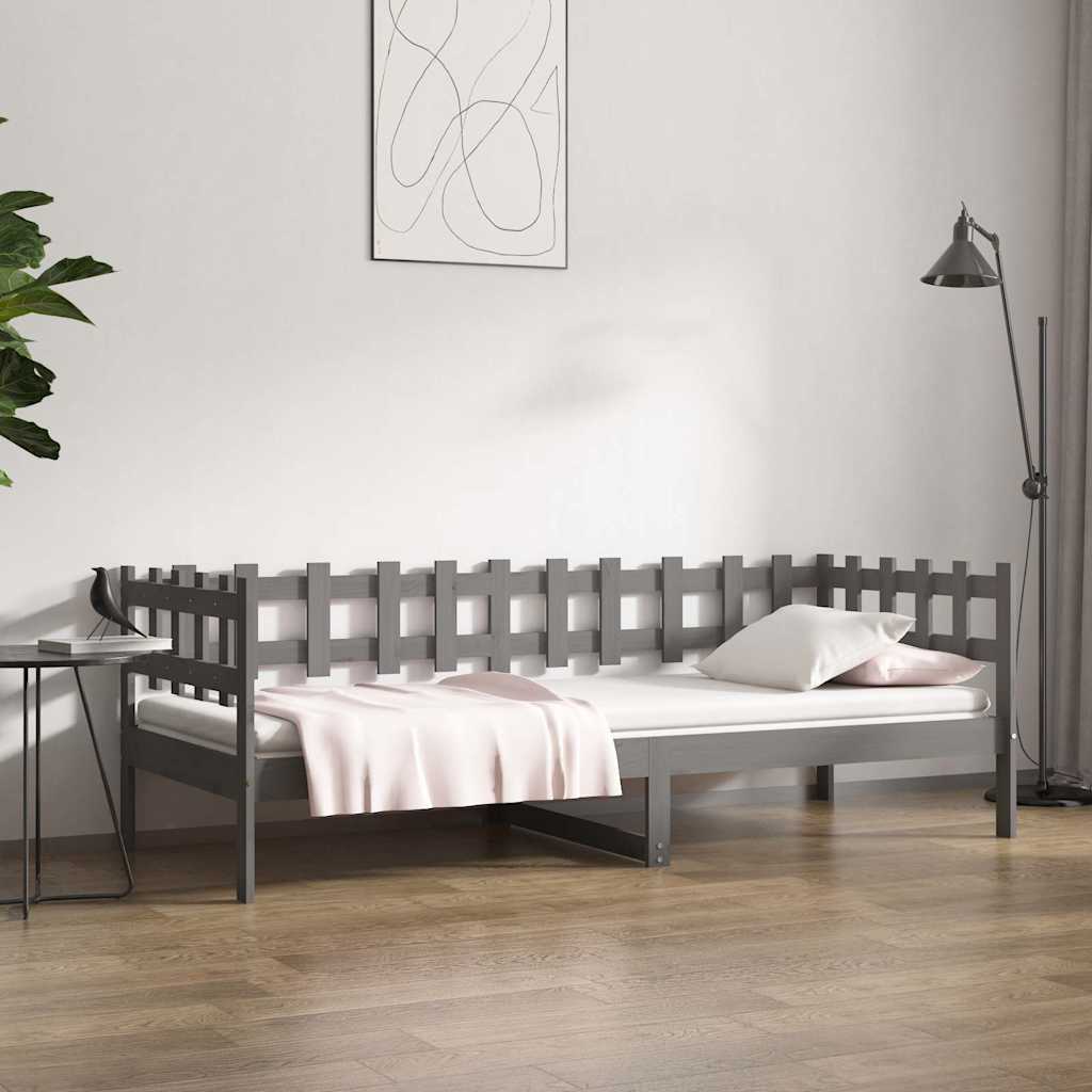 Vidaxl slaapbank 80x200 cm massief grenenhout grijs
