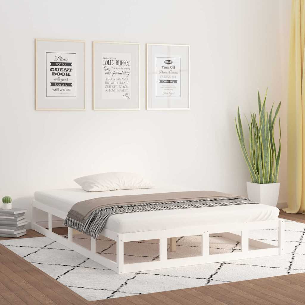 Vidaxl bedframe massief hout wit 150x200 cm