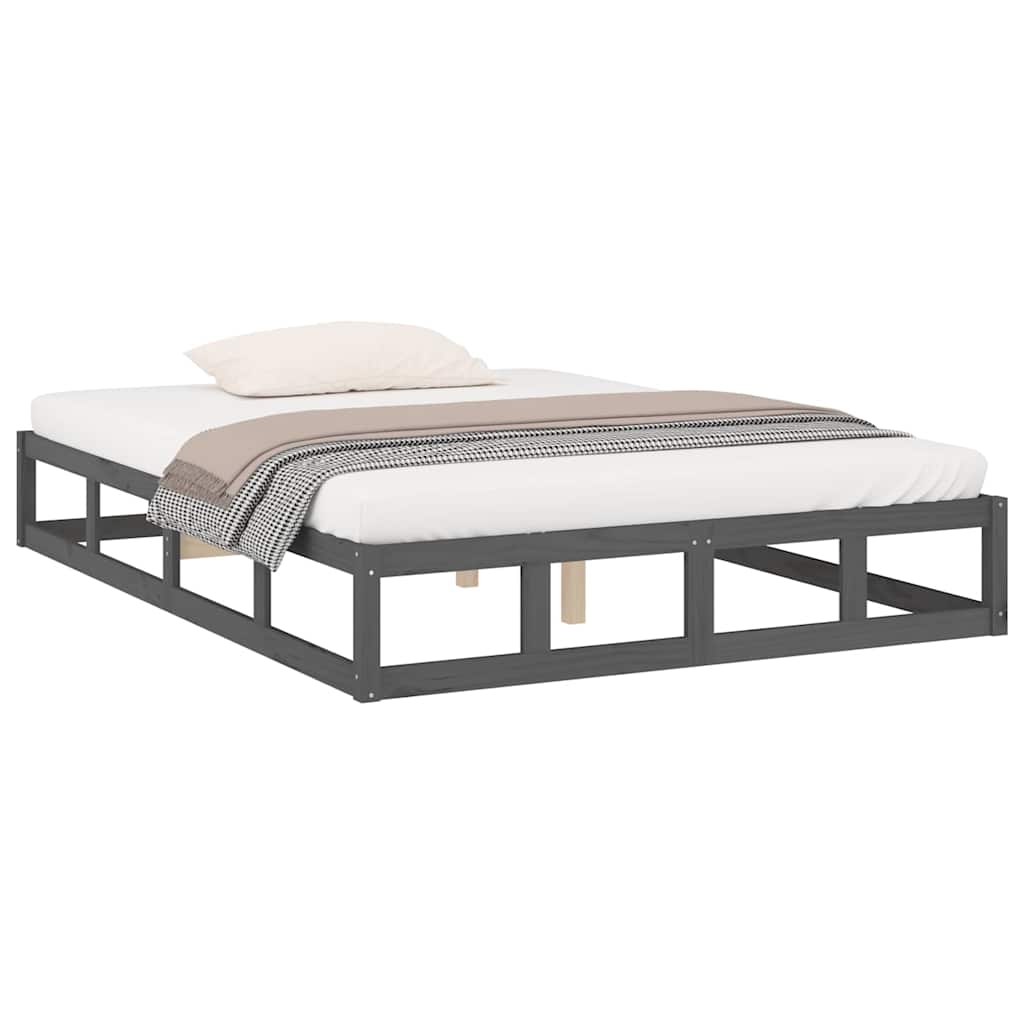Vidaxl bedframe massief hout grijs 150x200 cm
