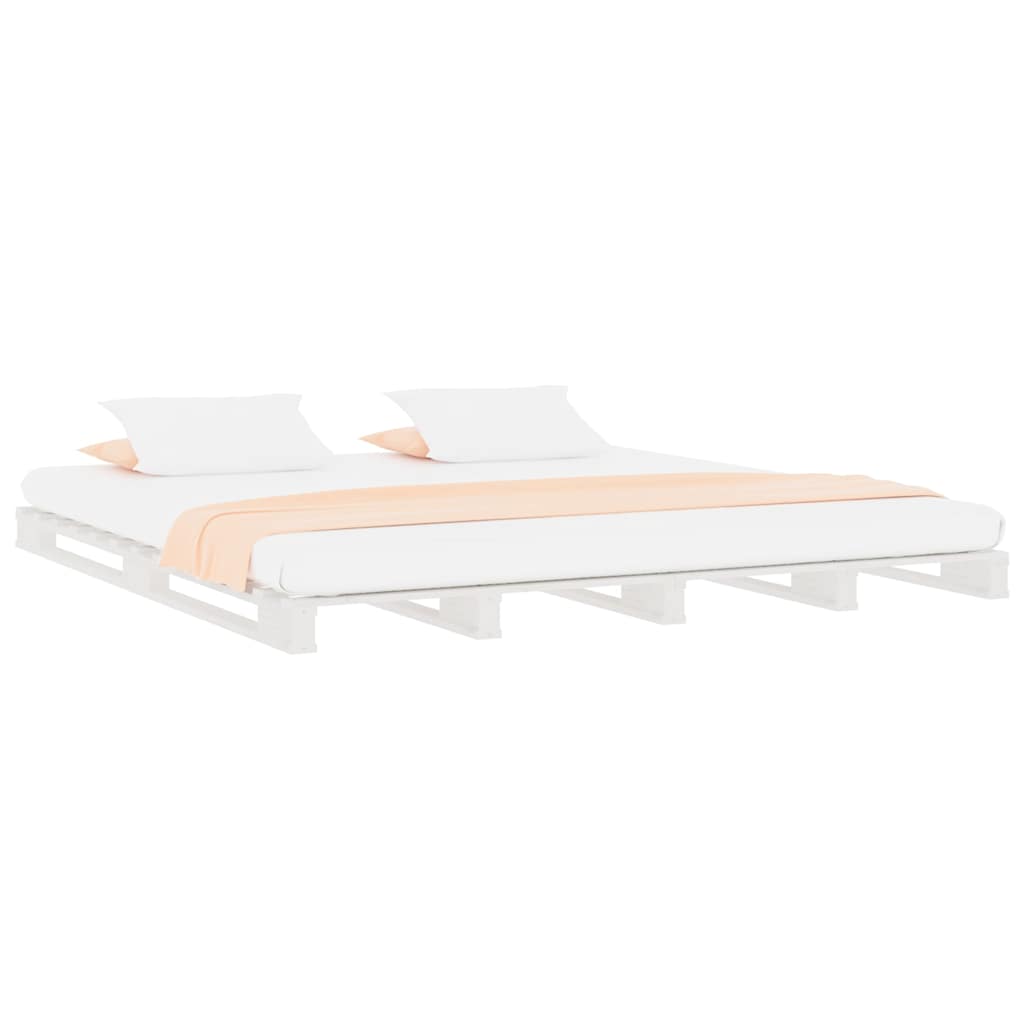 Vidaxl palletbed massief grenenhout wit 140x190 cm