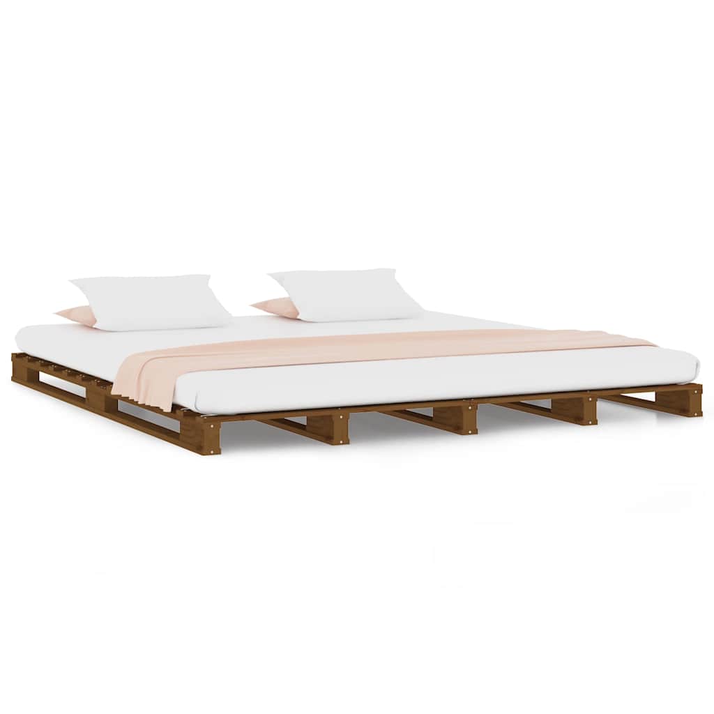 Vidaxl palletbed massief grenenhout honingbruin 140x190 cm