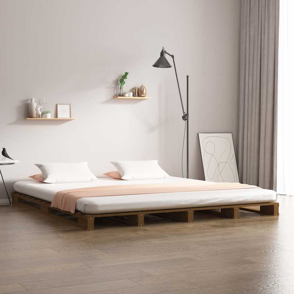 Vidaxl palletbed massief grenenhout honingbruin 140x190 cm