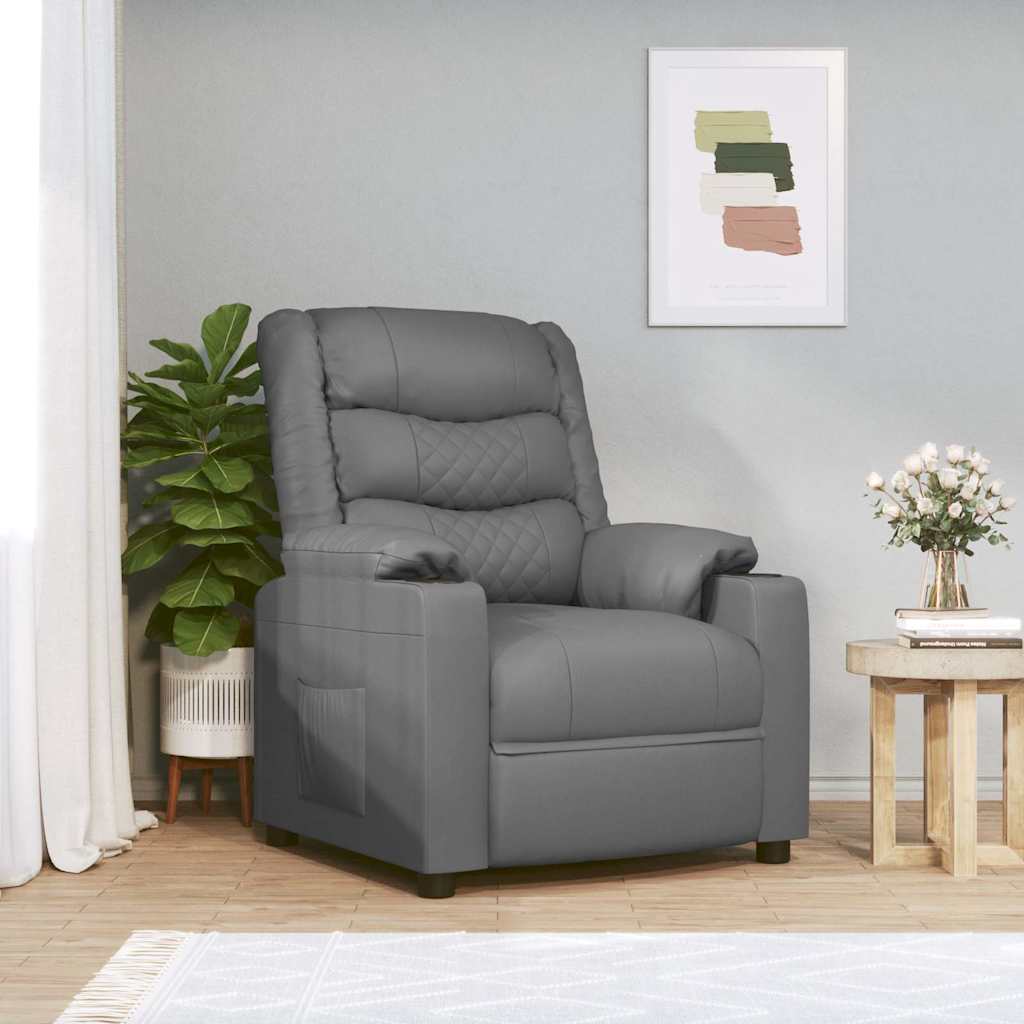 Vidaxl fauteuil verstelbaar kunstleer grijs