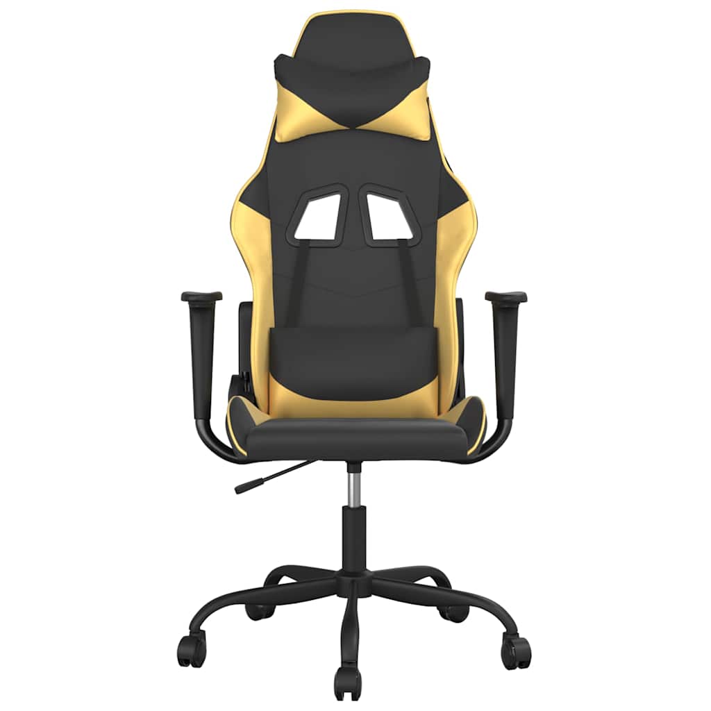 Vidaxl massage gamestoel kunstleer zwart en goudkleurig