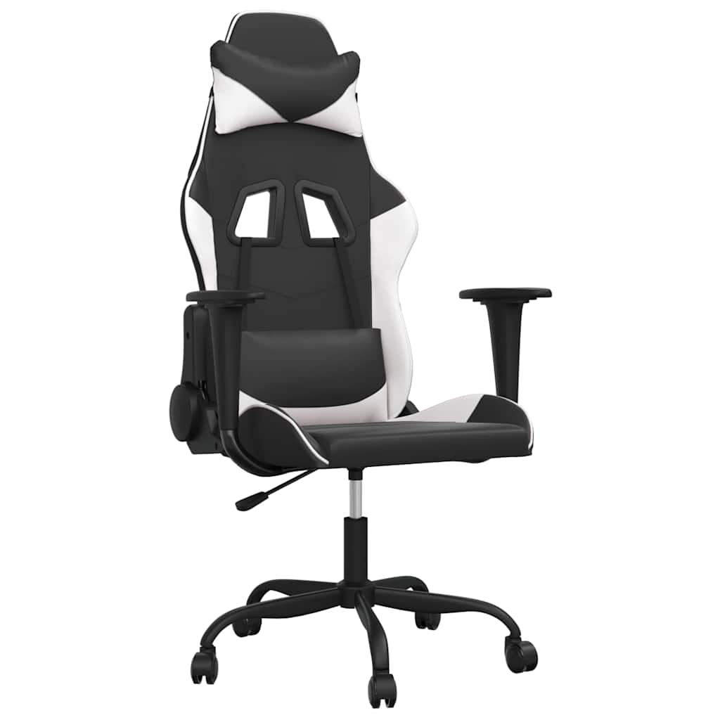Vidaxl massage gamestoel kunstleer zwart en wit