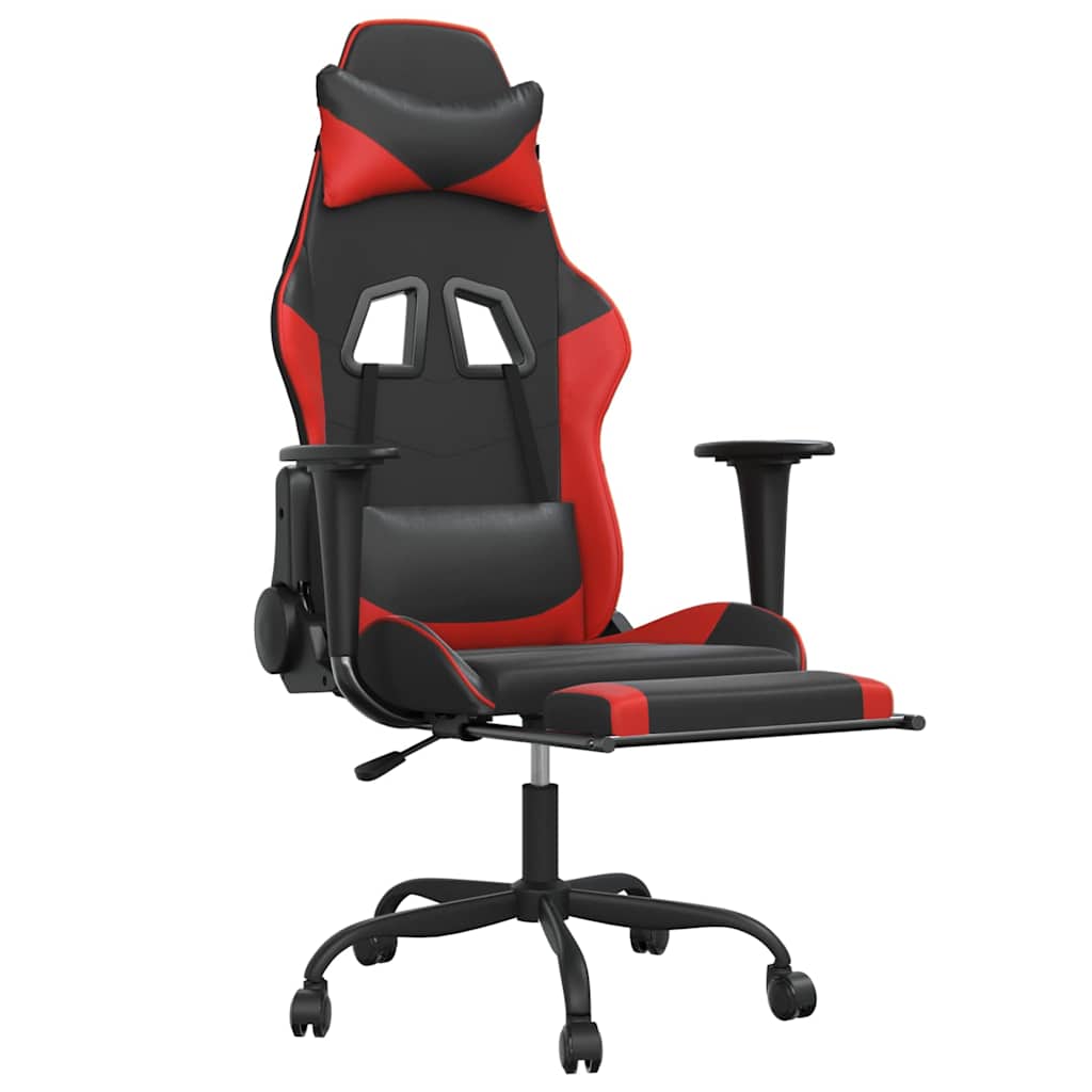 Vidaxl massage gamestoel met voetensteun kunstleer zwart en rood