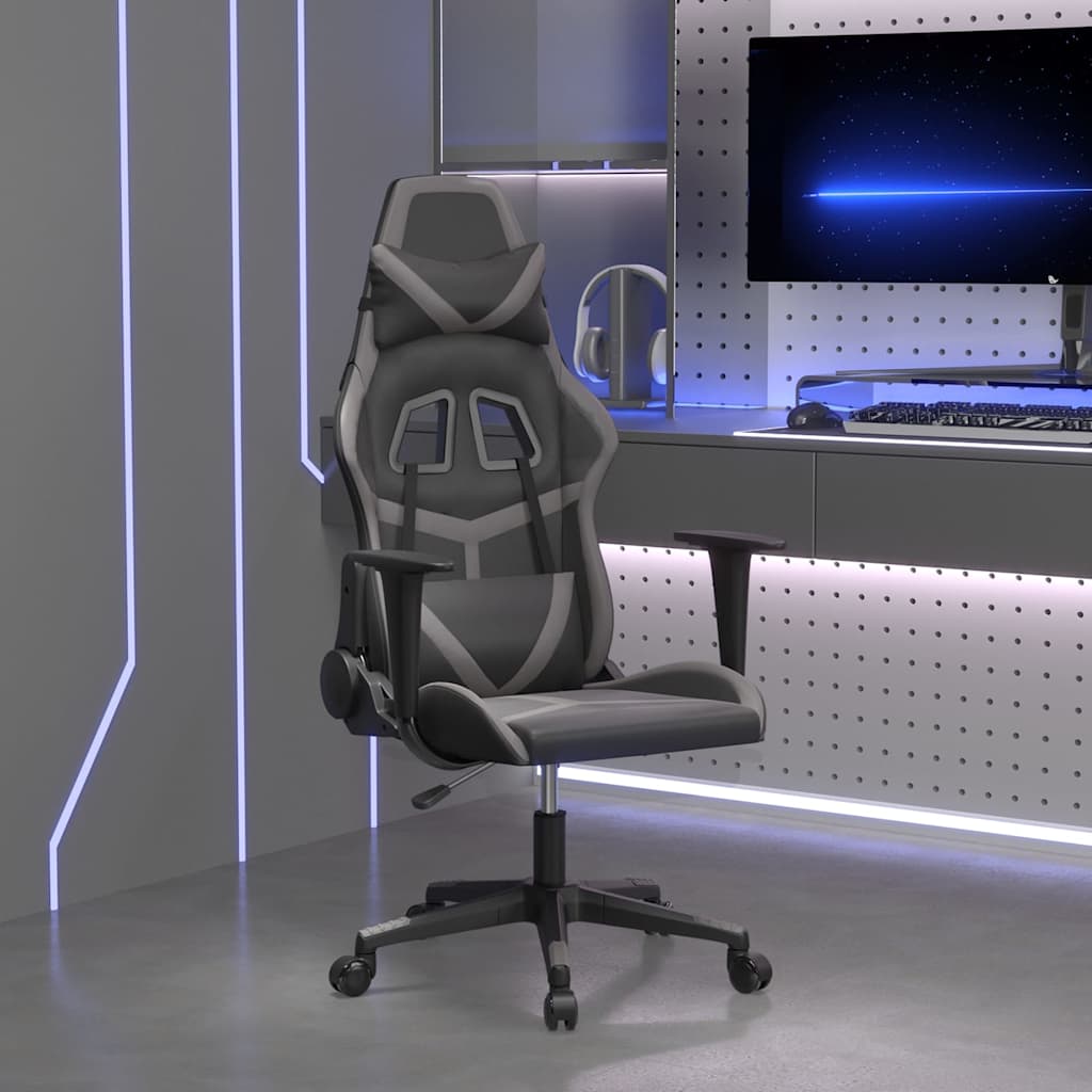Vidaxl massage gamestoel kunstleer zwart en grijs