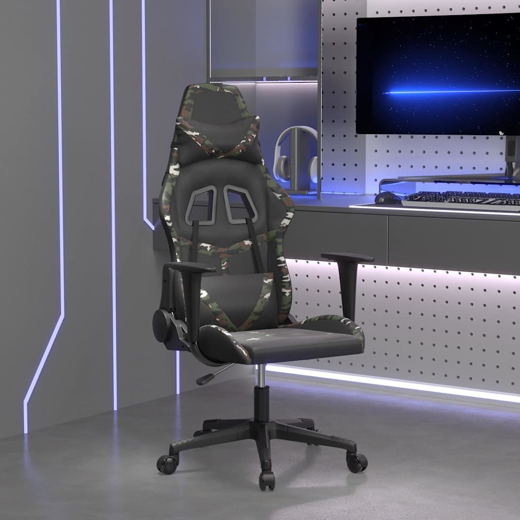 Vidaxl massage gamestoel kunstleer zwart en camouflage