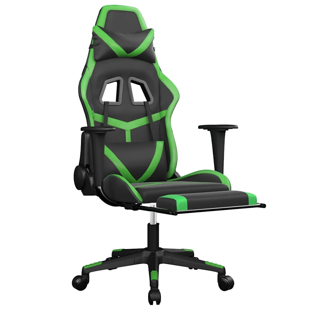 Vidaxl massage gamestoel met voetensteun kunstleer zwart en groen