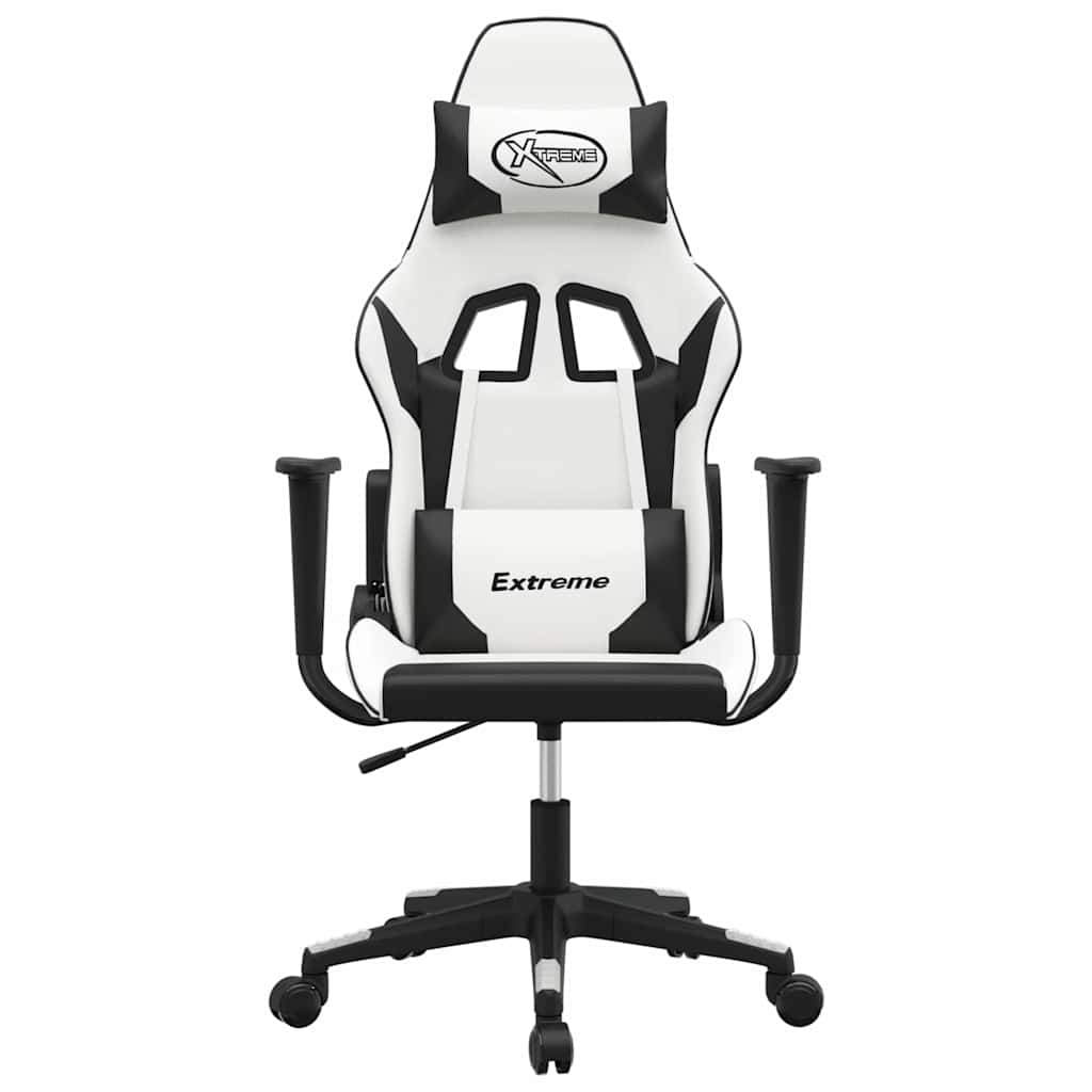 Vidaxl massage gamestoel kunstleer wit en zwart
