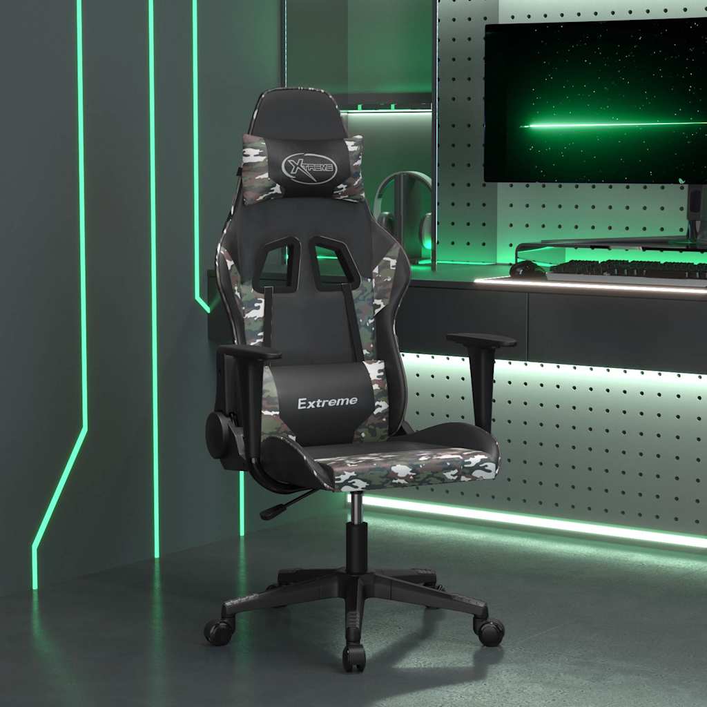 Vidaxl massage gamestoel kunstleer zwart en camouflage