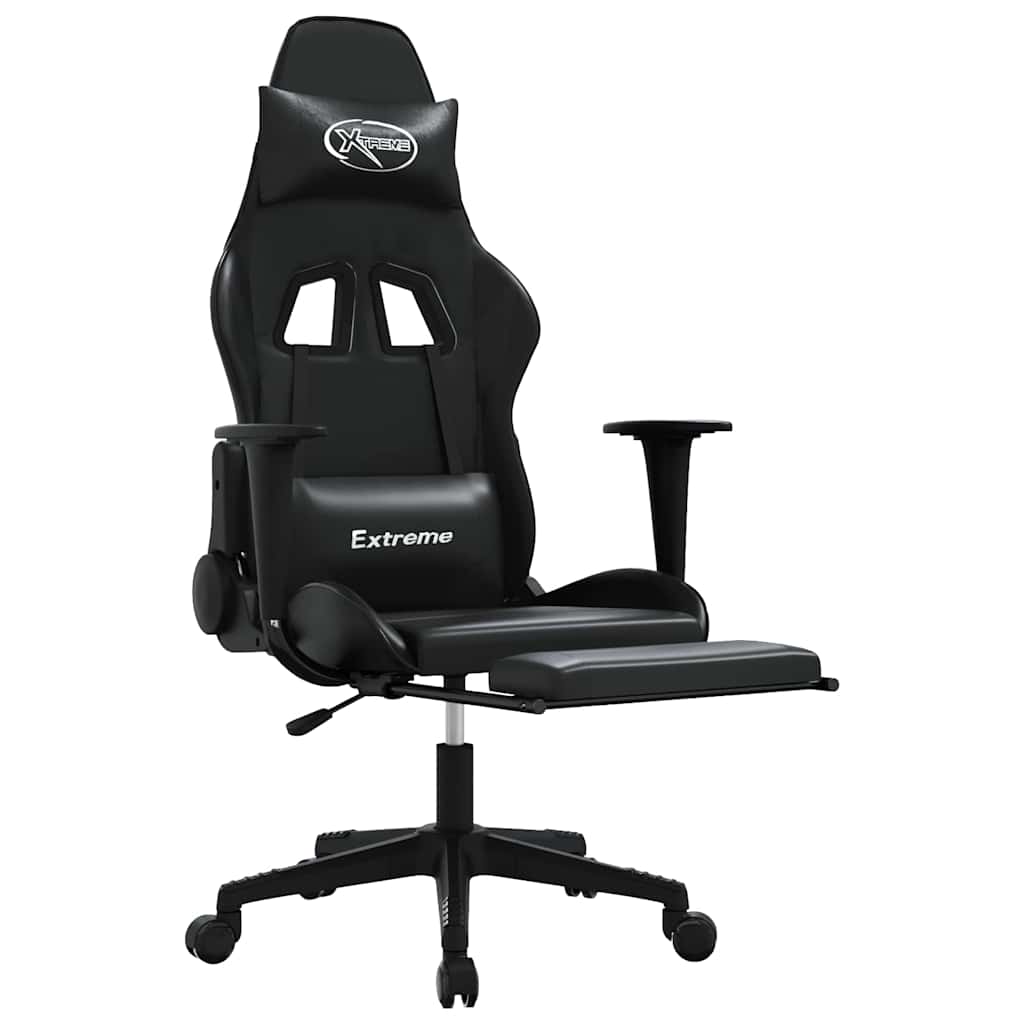 Vidaxl massage gamestoel met voetensteun kunstleer zwart