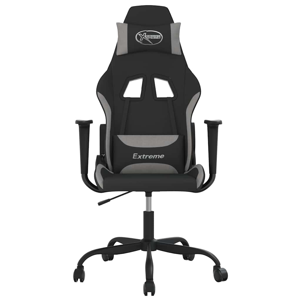 Vidaxl massage gamestoel stof zwart en lichtgrijs