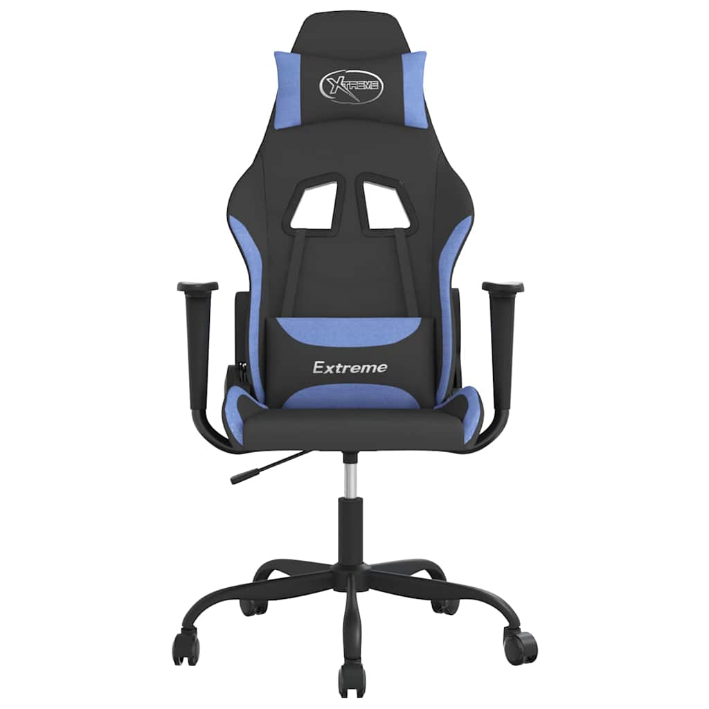 Vidaxl massage gamestoel stof zwart en blauw
