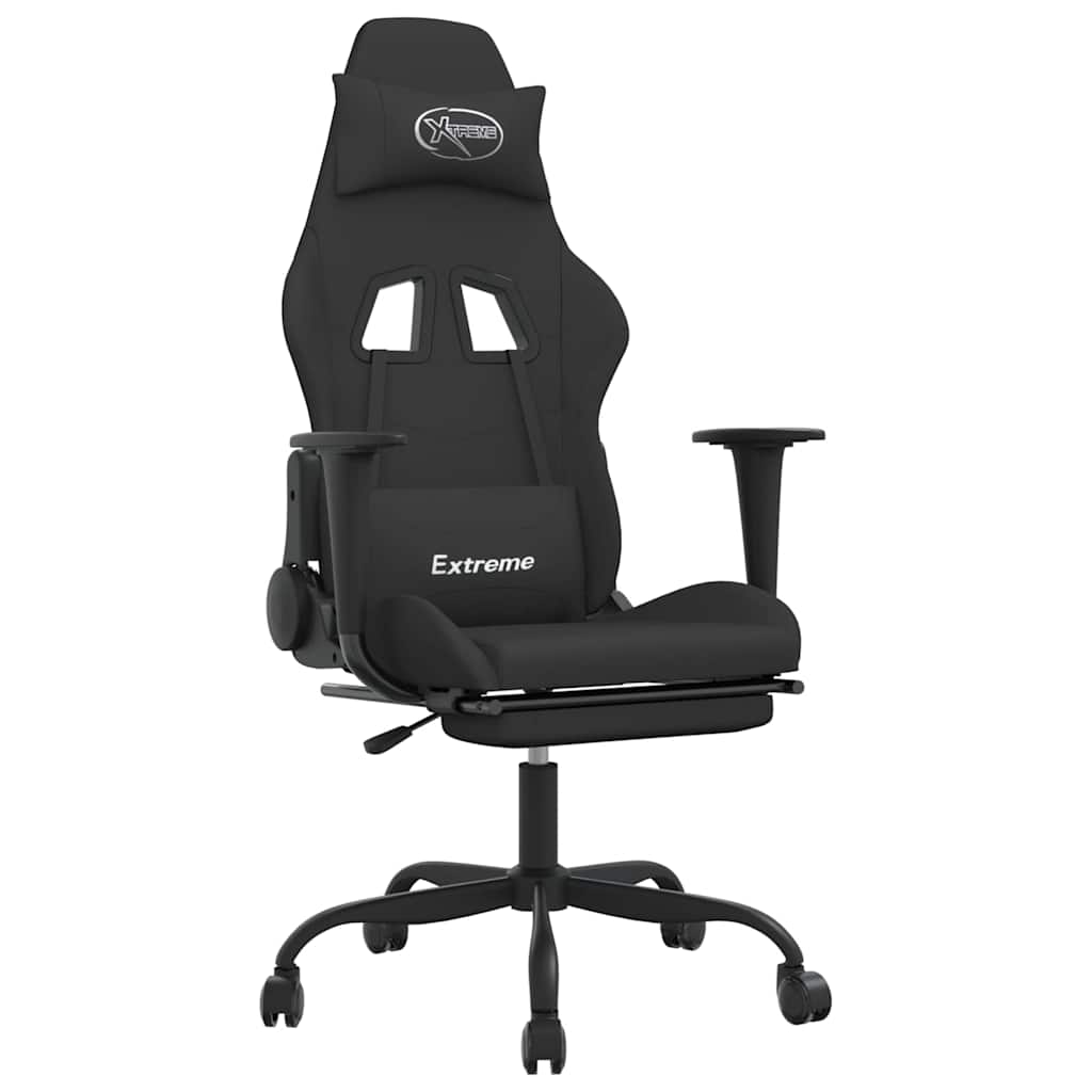 Vidaxl massage gamestoel met voetensteun stof zwart