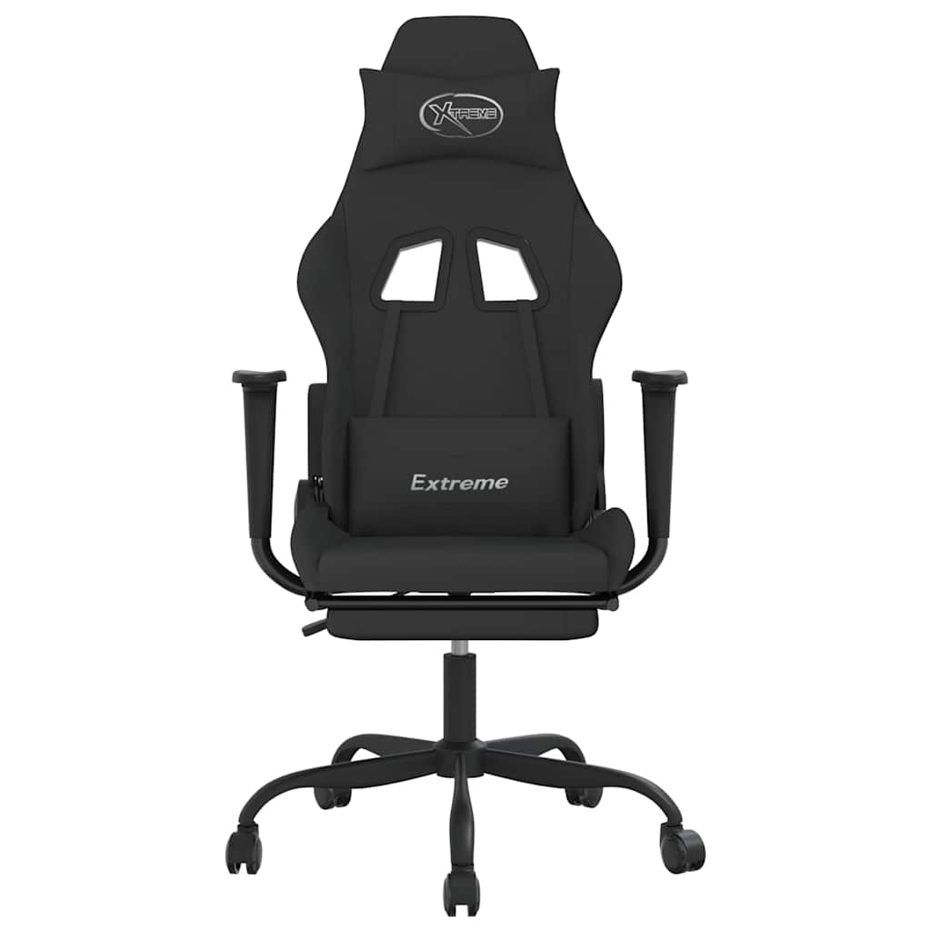 Vidaxl massage gamestoel met voetensteun stof zwart