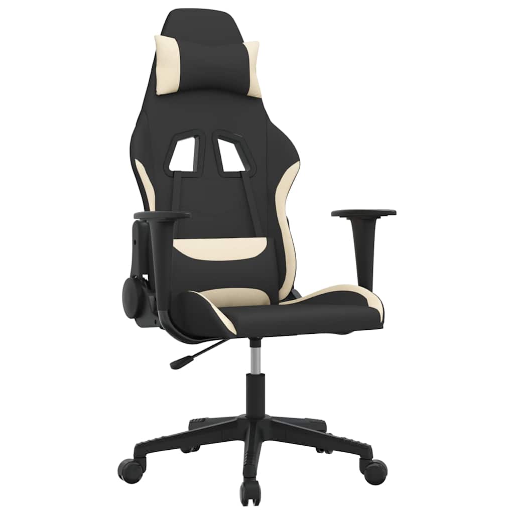 Vidaxl massage gamestoel stof zwart en crèmekleurig