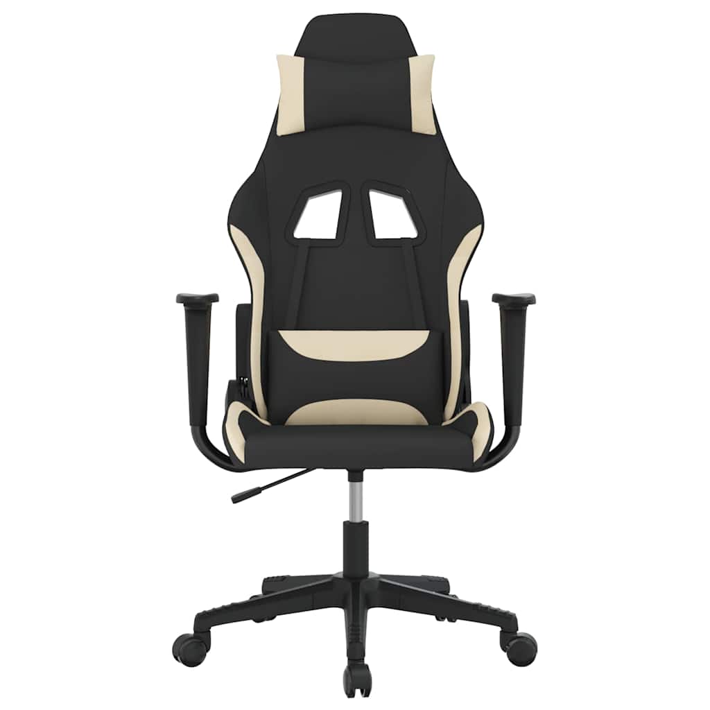 Vidaxl massage gamestoel stof zwart en crèmekleurig