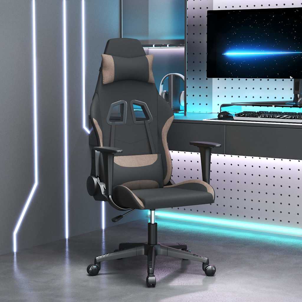 Vidaxl massage gamestoel stof zwart en taupe