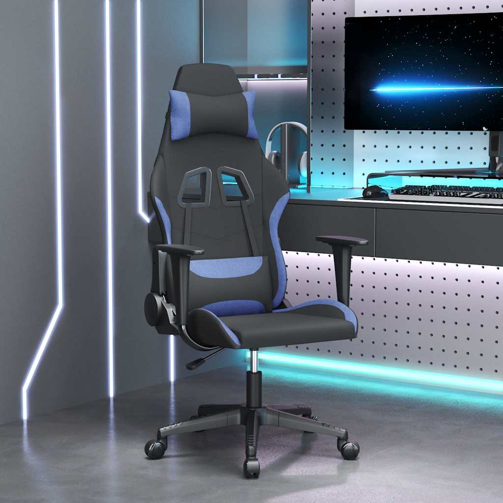 Vidaxl massage gamestoel stof zwart en blauw