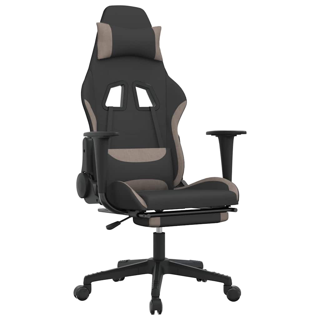 Vidaxl massage gamestoel met voetensteun stof zwart en taupe