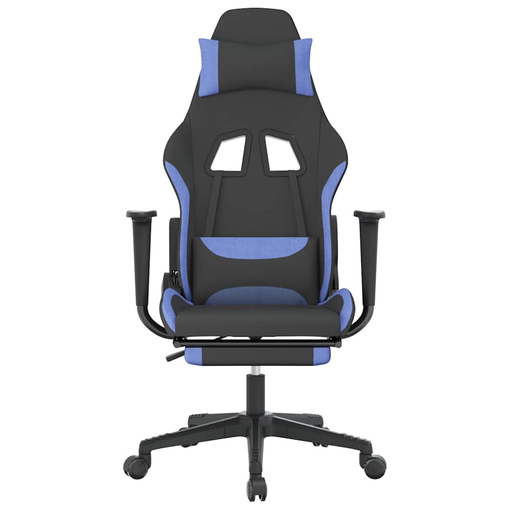 Vidaxl massage gamestoel met voetensteun stof zwart en blauw