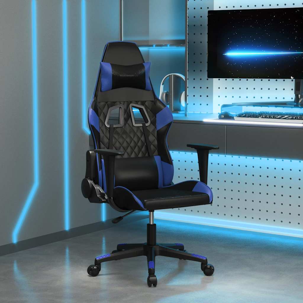 Vidaxl massage gamestoel kunstleer zwart en blauw